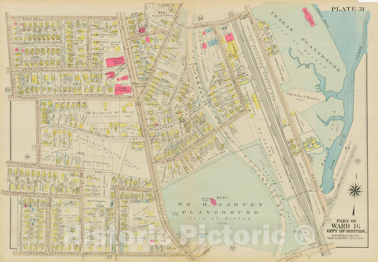 Historic Map : Atlas City of Boston, Dorchester, Dorchester 1933 Plate 031 , Vintage Wall Art