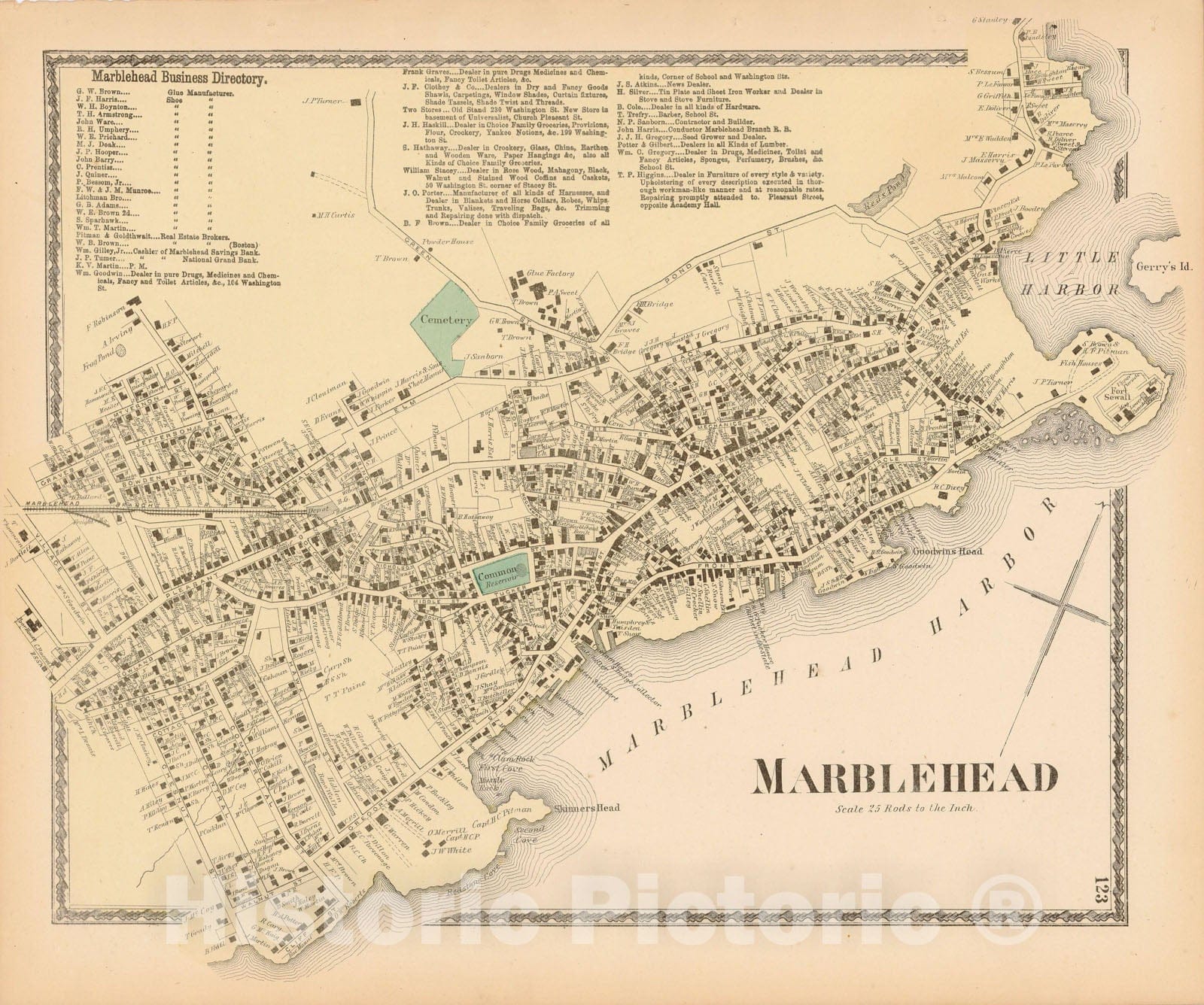 Historic Map : Atlas of Essex County Massachusetts, Marblehead 1872 , v2, Vintage Wall Art