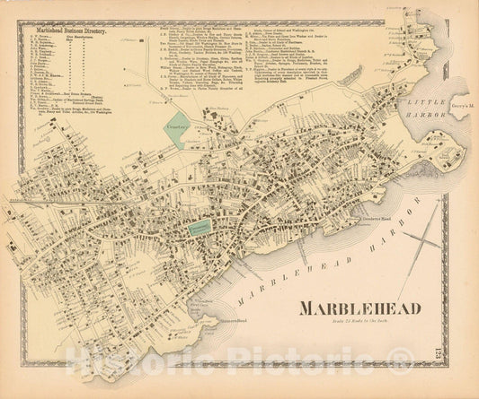 Historic Map : Atlas of Essex County Massachusetts, Marblehead 1872 , v2, Vintage Wall Art