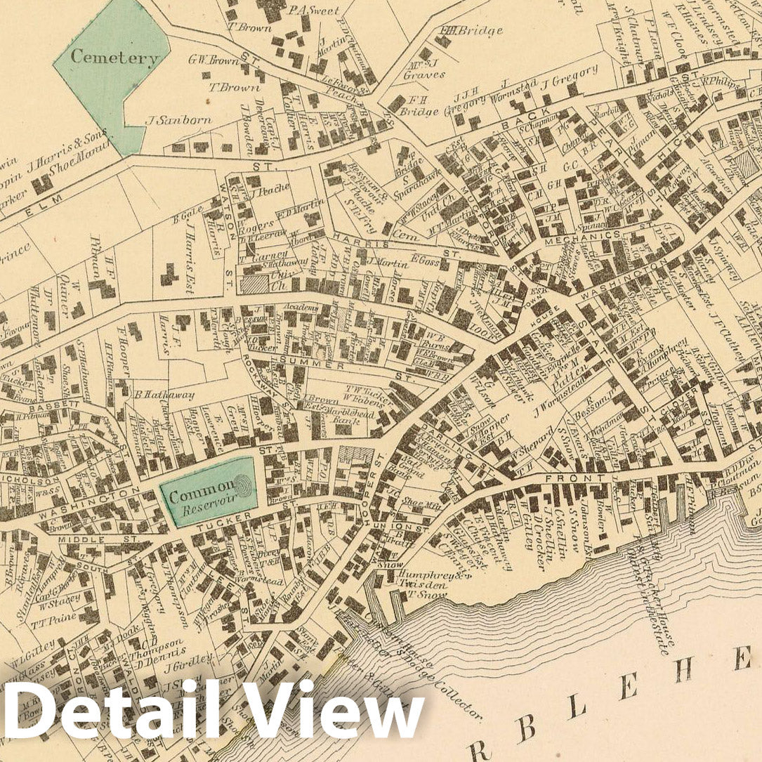 Historic Map : Atlas of Essex County Massachusetts, Marblehead 1872 , v2, Vintage Wall Art