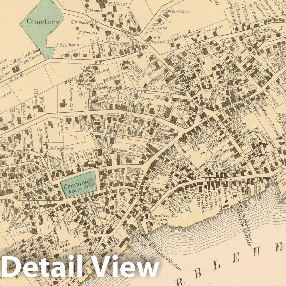 Historic Map : Atlas of Essex County Massachusetts, Marblehead 1872 , v2, Vintage Wall Art