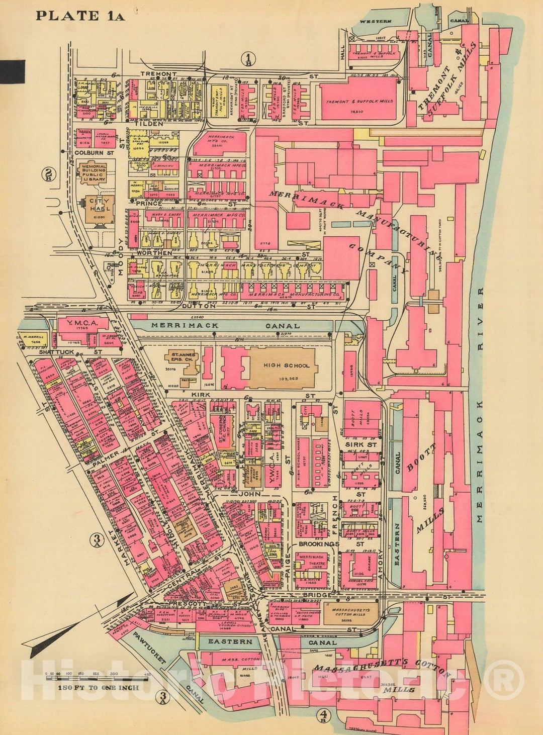 Historic Map : Atlas of Lowell, 1924 1A , Vintage Wall Art