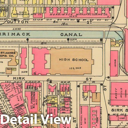 Historic Map : Atlas of Lowell, 1924 1A , Vintage Wall Art