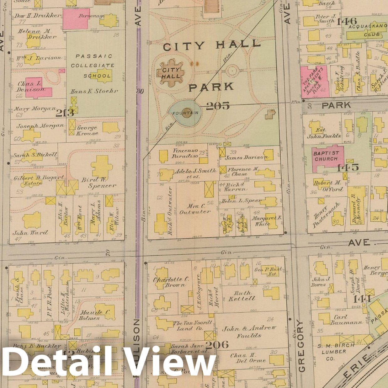 Historic Map : Atlas City of Passaic and Acquackanon Township County New Jersey 1916 Plate 002 , Vintage Wall Art