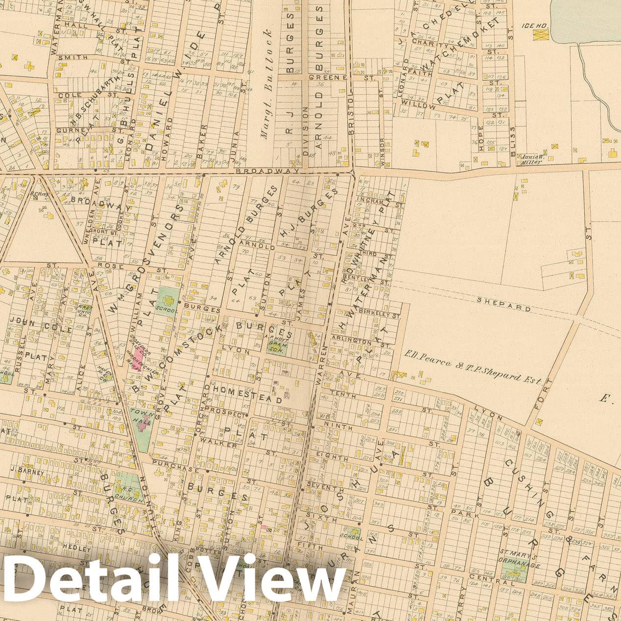 Historic Map : Atlas of Providence County, East Providence 1895 , Vintage Wall Art