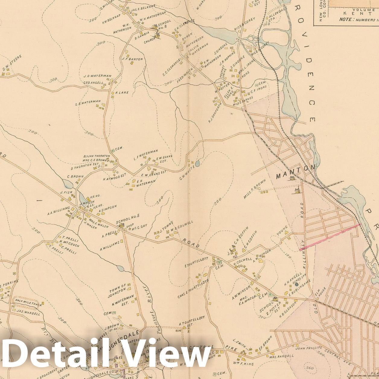Historic Map : Atlas of Providence County, Johnston 1895 , Vintage Wall Art