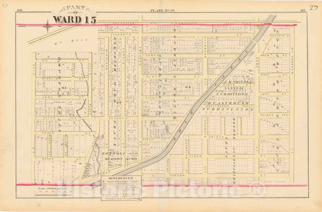 Historic Map : Atlas of Rochester, NY, Rochester 1875 Plate 029 , Vintage Wall Art