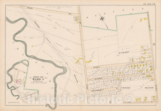 Historic Map : Atlas City of Somerville, Somerville 1895 Plate 023 , Vintage Wall Art