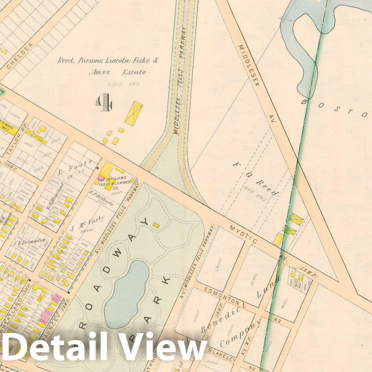 Historic Map : Atlas of Middlesex County, MA Vol. 1, Somerville 1900 Plate 014 , Vintage Wall Art