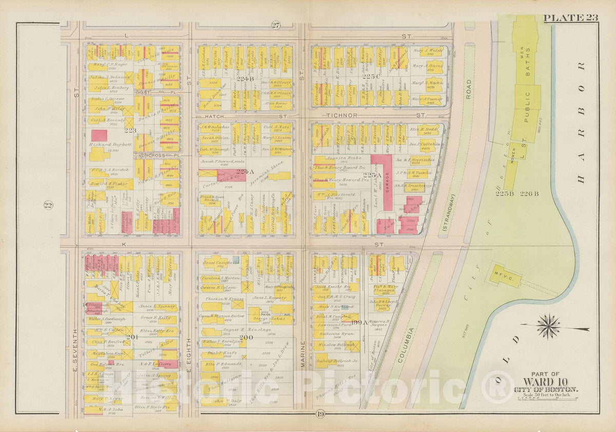 Historic Map : Atlas City of Boston: South Boston 1919 Plate 023 , Vintage Wall Art