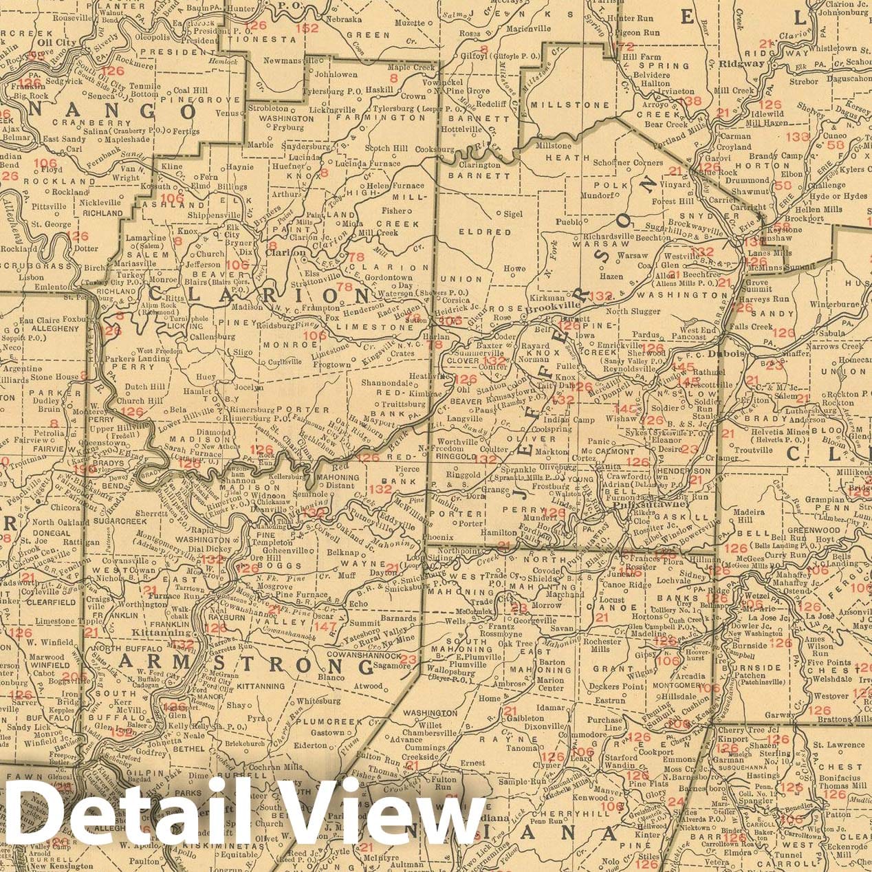 Historic Map : Pennsylvania 1925 , v2, Vintage Wall Art