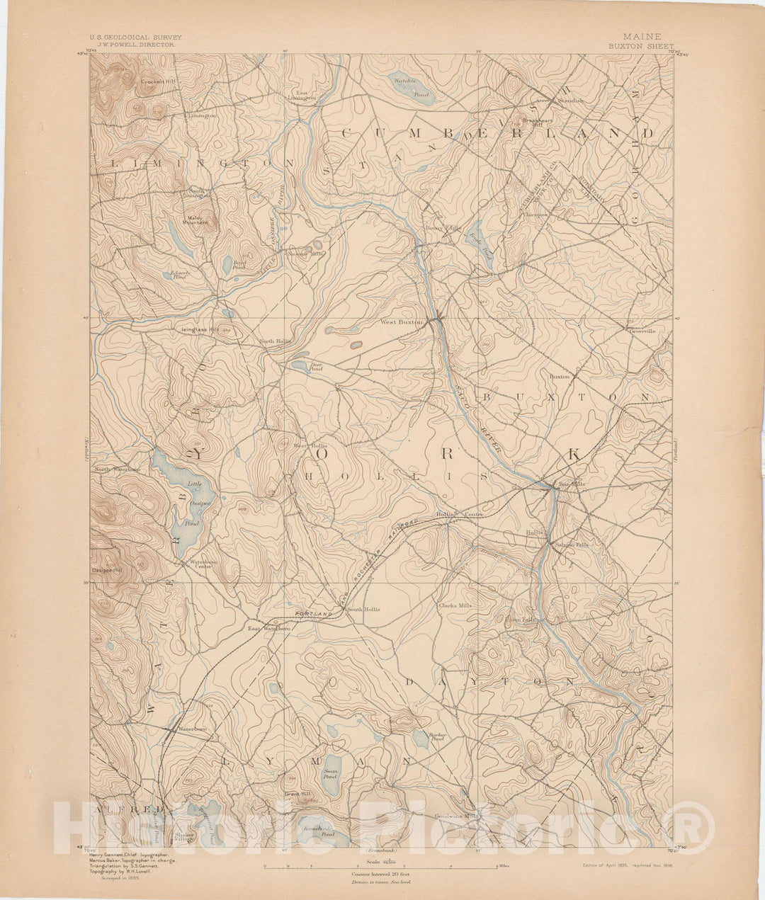 Historic Map : Atlas of Maine 1905, Buxton & Dayton & Hollis & Limington & Standish 1905 Topographic Map , Vintage Wall Art