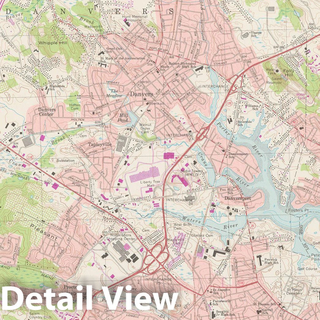 Historic Map : USGS 7.5 Minute Sheets and Quadrangles, Beverly & Danvers & Peabody & Salem 1979 Topographic Map , Vintage Wall Art