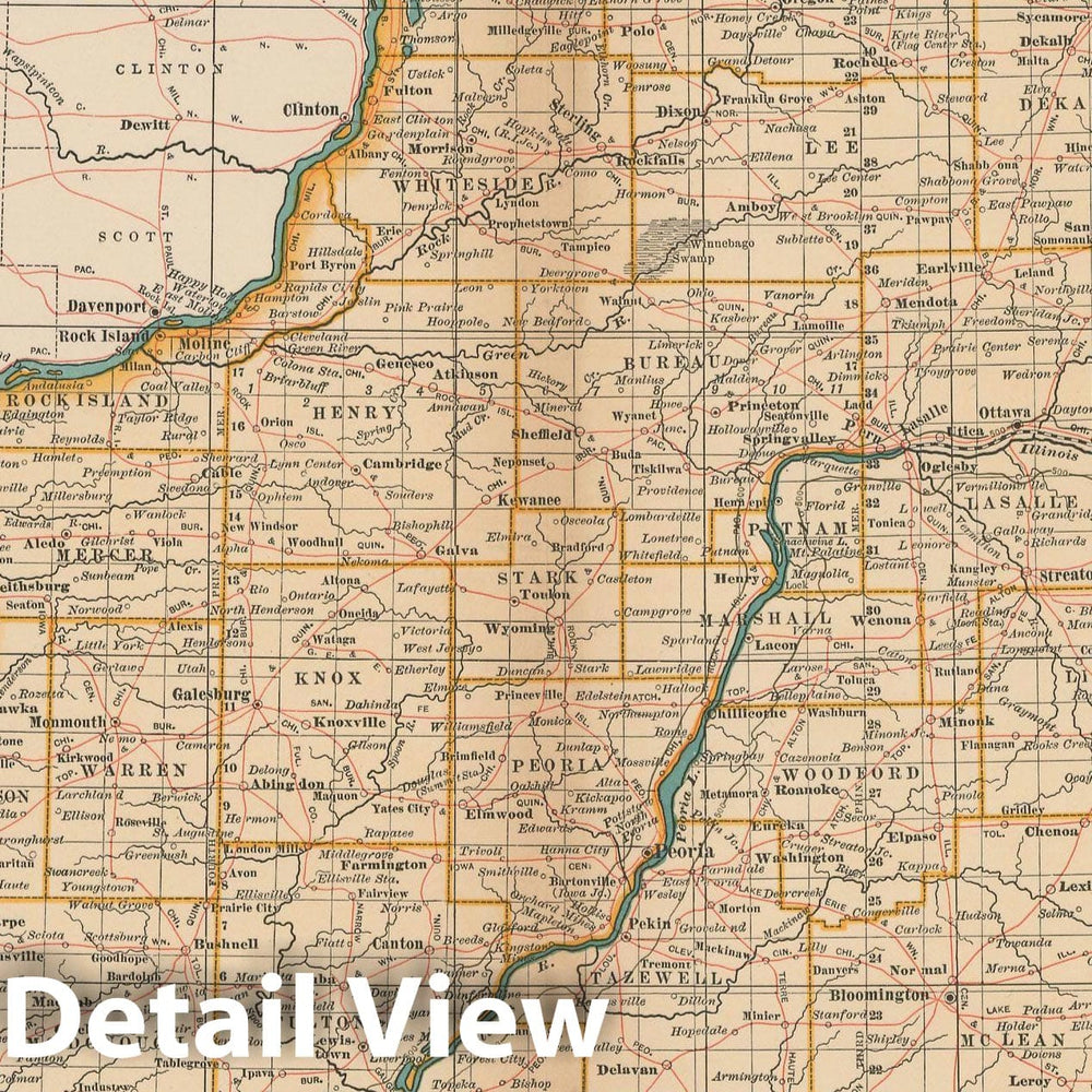 Historic Map : Illinois 1897 , The Century Atlas World , v2, Vintage Wall Art