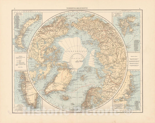 Historic Map : World Map 1899 , Andrees Allgemeiner Handatlas , v8, Vintage Wall Art