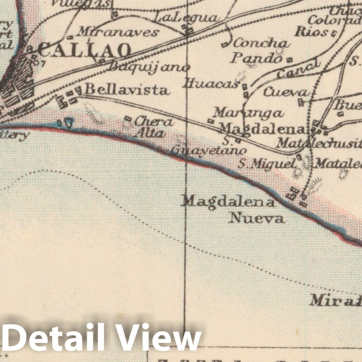 Historic Map : The Victoria Regina Atlas, Callao & Lima 1906 , Vintage Wall Art