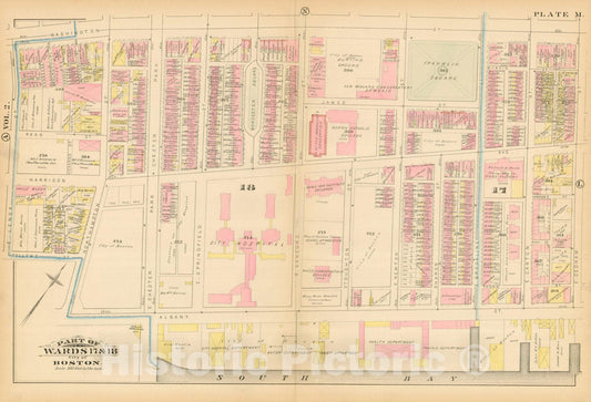Historic Map : Atlas City of Boston, Boston Proper, Volume I, Boston 1883 Plate M , Vintage Wall Art