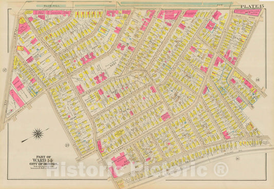 Historic Map : Atlas City of Boston, Dorchester, Dorchester 1933 Plate 015 , Vintage Wall Art