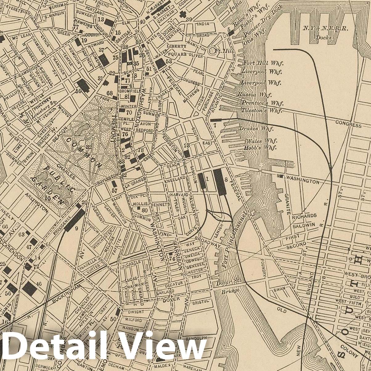 Historic Map : Boston 1893 , Vintage Wall Art