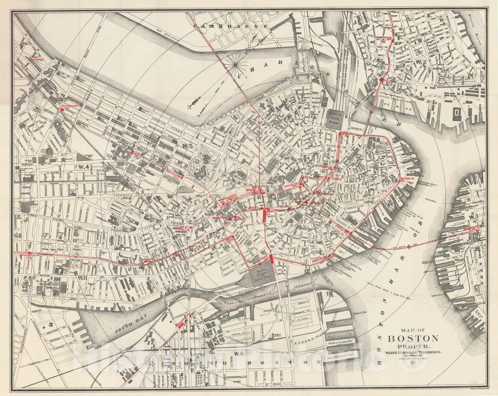 Historic Map : Boston 1921 , Vintage Wall Art
