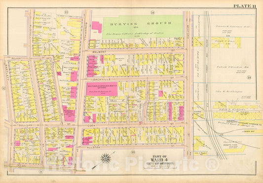 Historic Map : Atlas City of Boston: Charlestown and East Boston, Charlestown 1912 Plate 011 , Vintage Wall Art