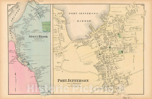 Historic Map : Atlas of Long Island, New York, Brookhaven 1873 , v6, Vintage Wall Art
