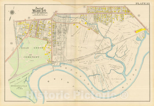 Historic Map : Atlas City of Boston, Dorchester, Dorchester 1910 Plate 033 , Vintage Wall Art