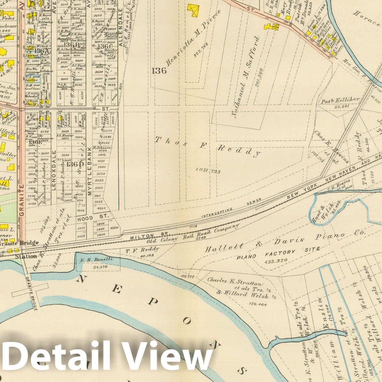 Historic Map : Atlas City of Boston, Dorchester, Dorchester 1910 Plate 033 , Vintage Wall Art