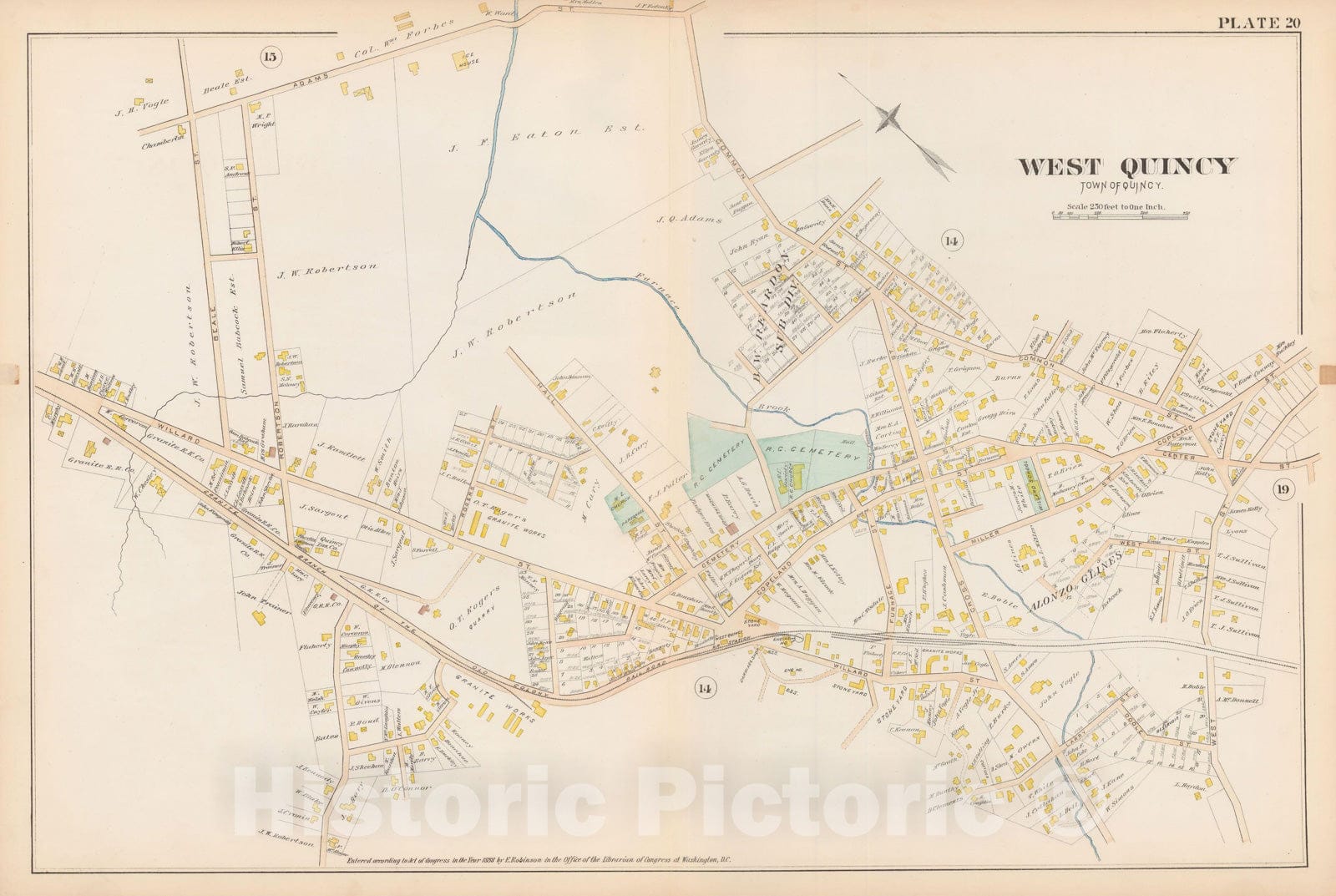 Historic Map : Atlas of Norfolk County, Quincy 1888 Plate 020 , Vintage Wall Art