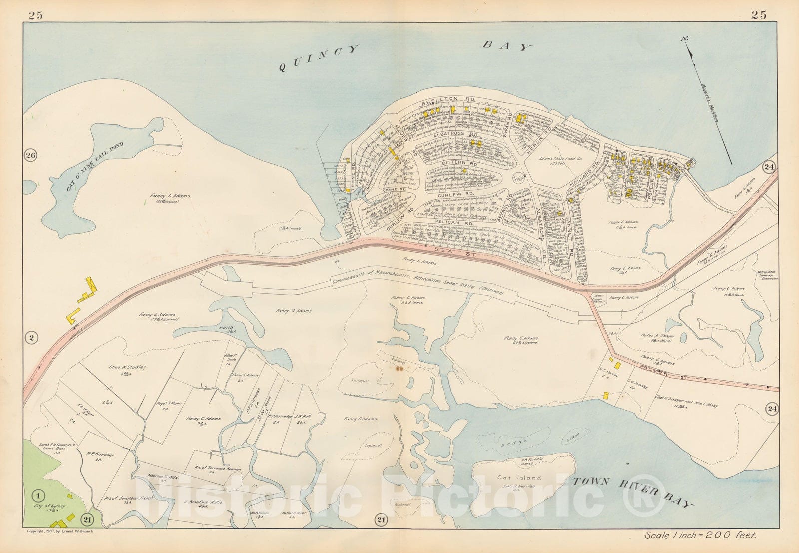 Historic Map : Atlas City of Quincy, Quincy 1907 Plate 025 , Vintage Wall Art