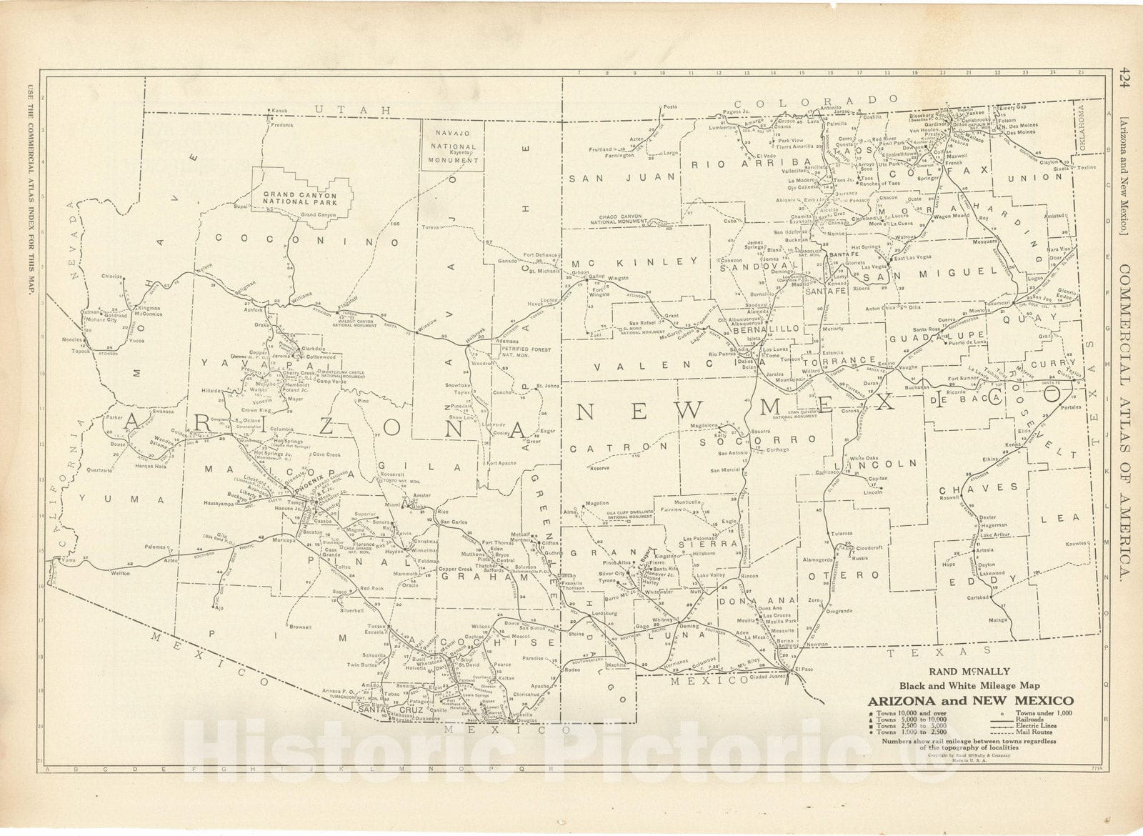 Historic Map : Arizona & New Mexico 1925 , v2, Vintage Wall Art