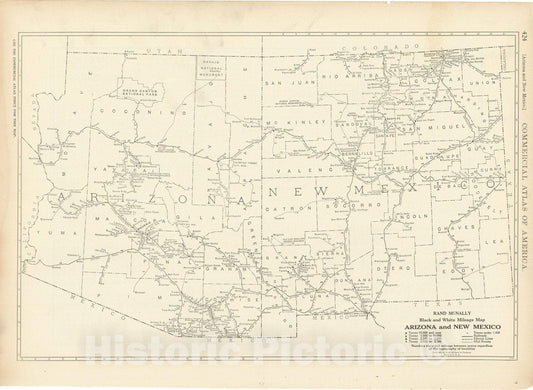 Historic Map : Arizona & New Mexico 1925 , v2, Vintage Wall Art