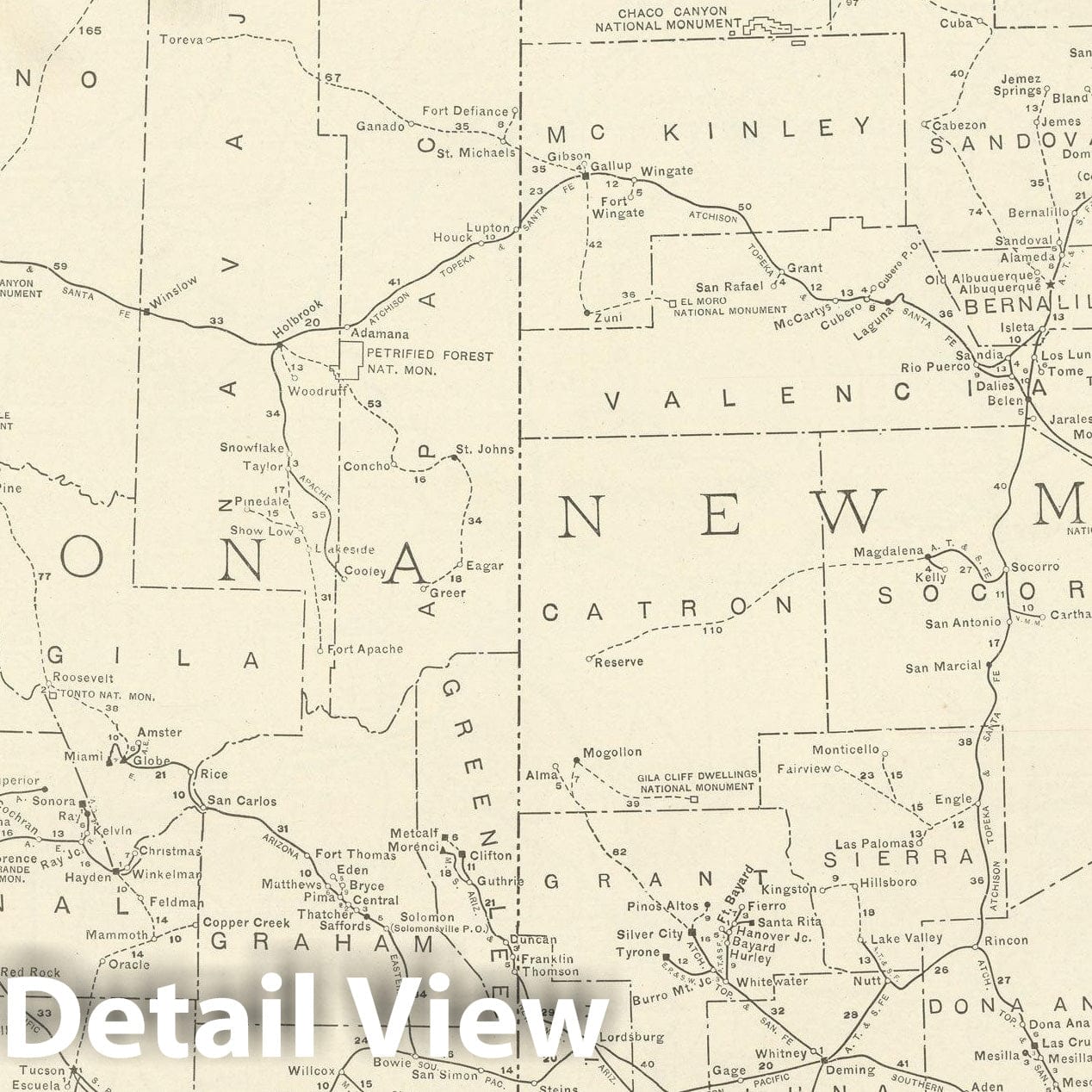 Historic Map : Arizona & New Mexico 1925 , v2, Vintage Wall Art