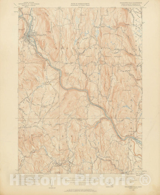 Historic Map : USGS 7.5 Minute Sheets and Quadrangles, Conway & Shelburne & Shelburne Falls 1949 Topographic Map , Vintage Wall Art
