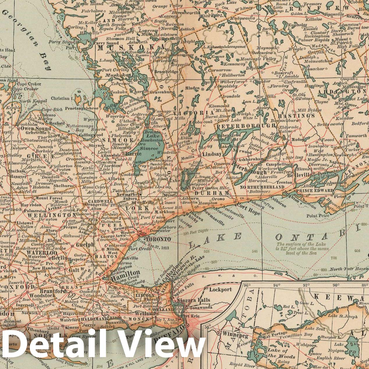 Historic Map : Ontario 1897 , The Century Atlas World , Vintage Wall Art