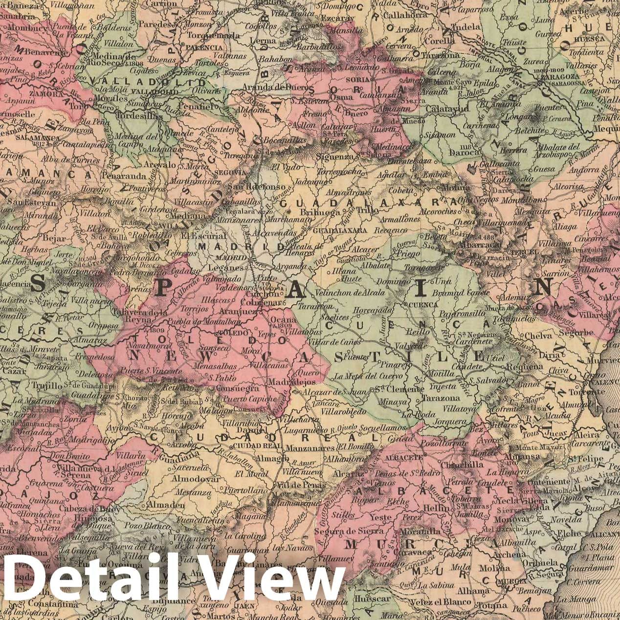 Historic Map : General Atlas (Of The World), Spain & Portugal 1857 , Vintage Wall Art