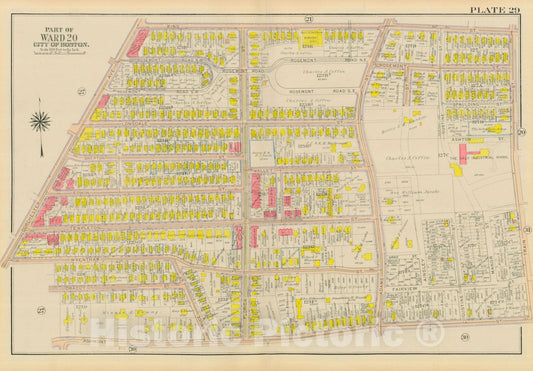 Historic Map : Atlas City of Boston, Dorchester, Dorchester 1918 Plate 029 , Vintage Wall Art