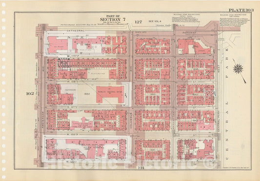 Historic Map : Manhattan Land Book 1955 - Updated Through Nov 7th, New York City 1975 Plate 103 , Vintage Wall Art