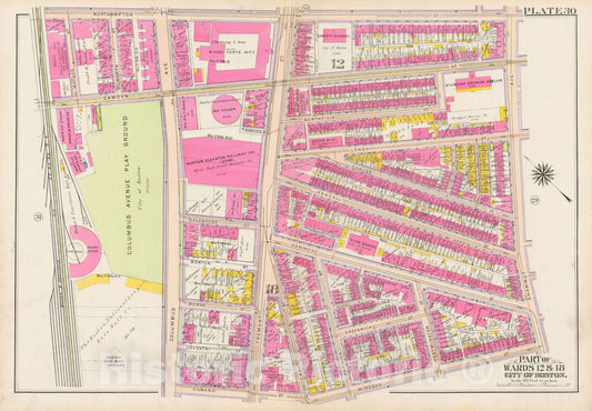 Historic Map : Atlas City of Boston: Boston Proper and Back Bay, Boston 1908 Plate 030 , Vintage Wall Art