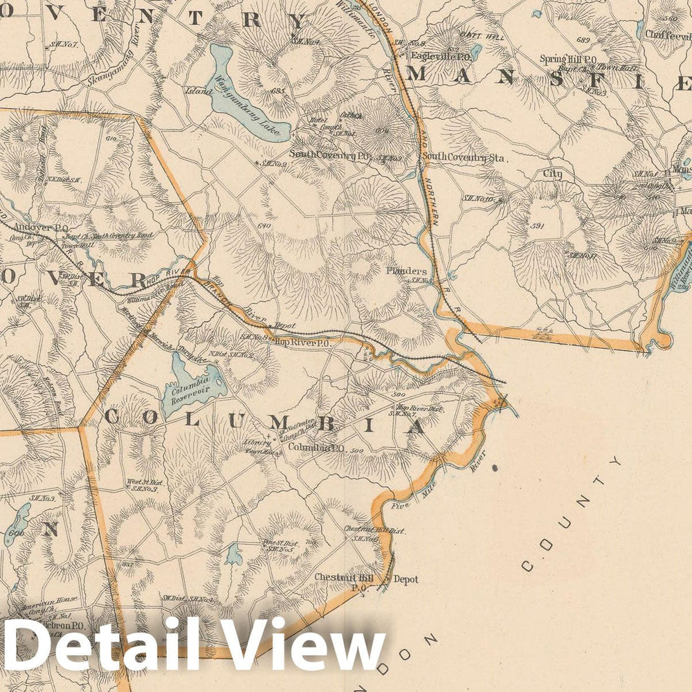 Historic Map : Tolland 1893 , Town and City Atlas State of Connecticut , v2, Vintage Wall Art