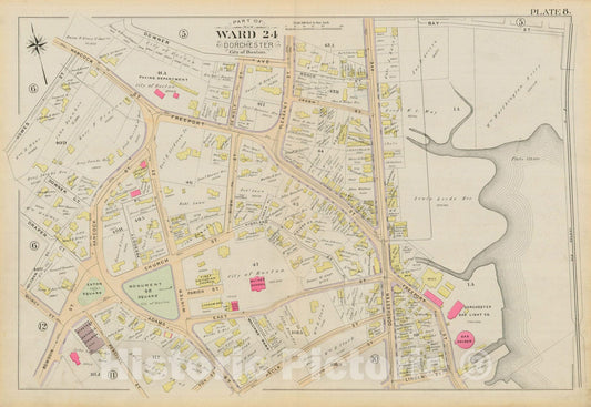 Historic Map : Atlas City of Boston, Vol. 5, Dorchester, Dorchester 1894 Plate 008 , Vintage Wall Art