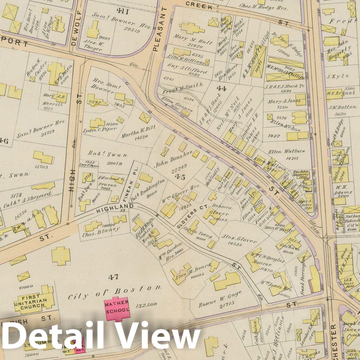 Historic Map : Atlas City of Boston, Vol. 5, Dorchester, Dorchester 1894 Plate 008 , Vintage Wall Art