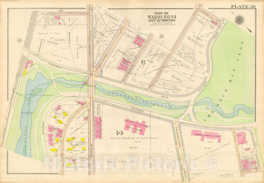 Historic Map : Atlas City of Boston, Boston Proper and Back Bay, Boston 1917 Plate 036 , Vintage Wall Art