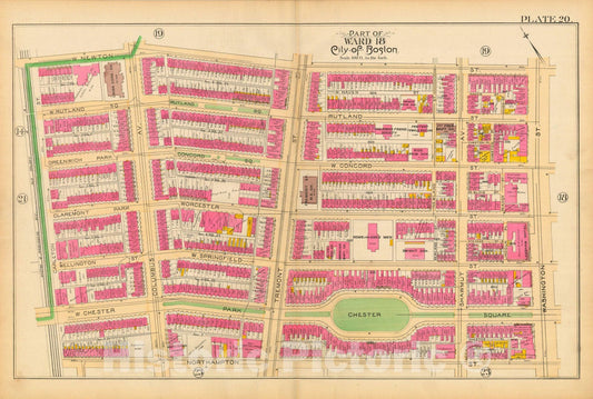 Historic Map : Atlas City of Boston, City Proper and Roxbury, Boston 1890 Plate 020 , Vintage Wall Art