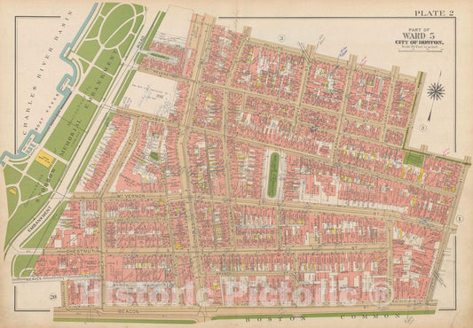 Historic Map : Atlas City of Boston, Boston 1938 Plate 002 , Vintage Wall Art