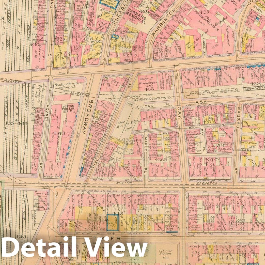 Historic Map : Atlas City of Boston, Boston 1912 Plate 014 , Vintage Wall Art