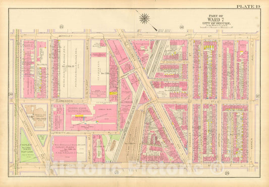 Historic Map : Atlas City of Boston, Boston Proper and Back Bay, Boston 1917 Plate 019 , Vintage Wall Art