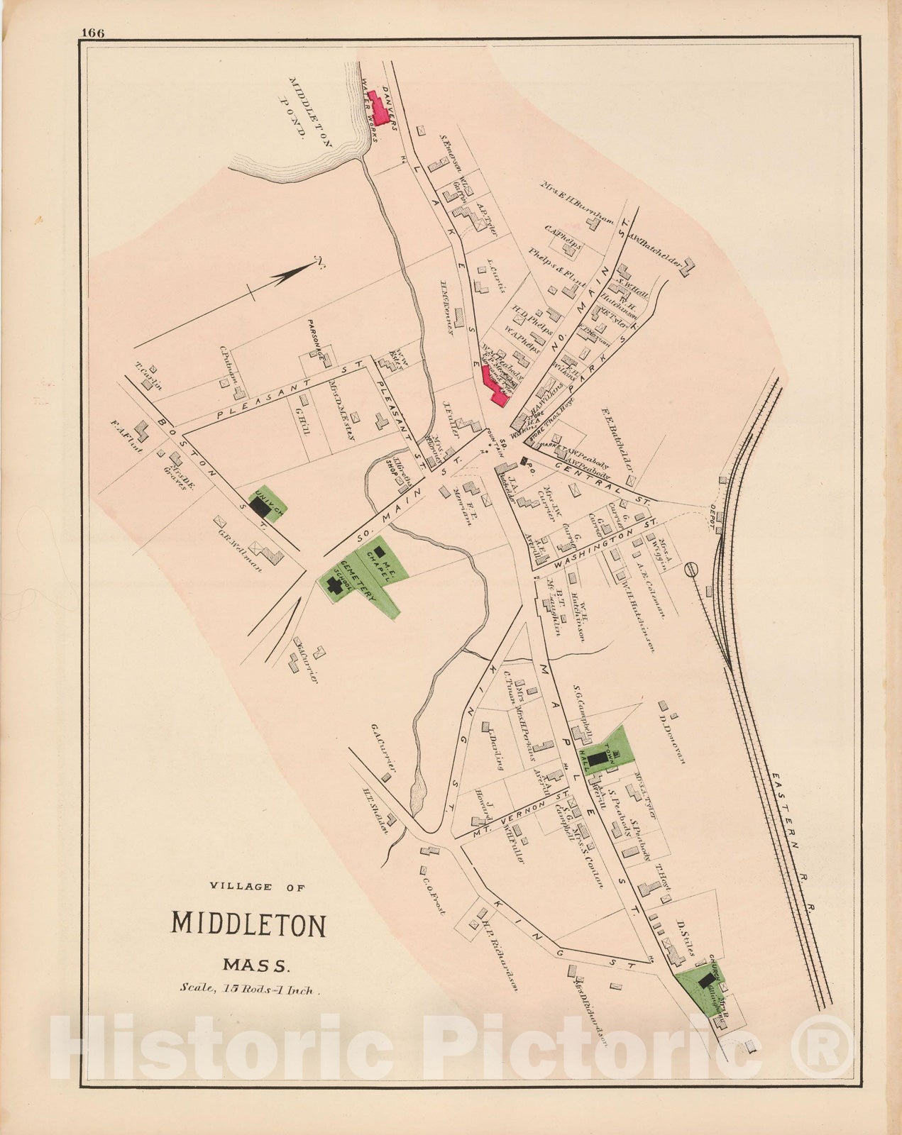 Historic Map : Atlas of Essex County, Middleton 1884 , v2, Vintage Wall Art