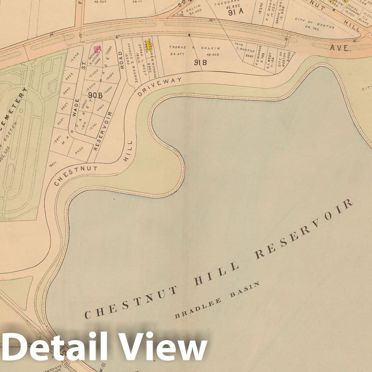 Historic Map : Atlas of Dorchester, West Roxbury and Brighton, Brighton 1899 Plate 040 , Vintage Wall Art