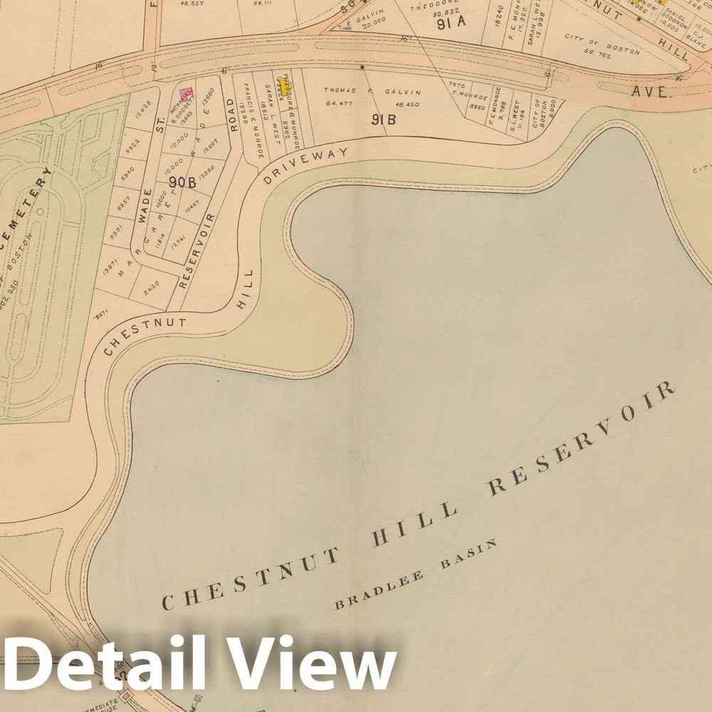 Historic Map : Atlas of Dorchester, West Roxbury and Brighton, Brighton 1899 Plate 040 , Vintage Wall Art